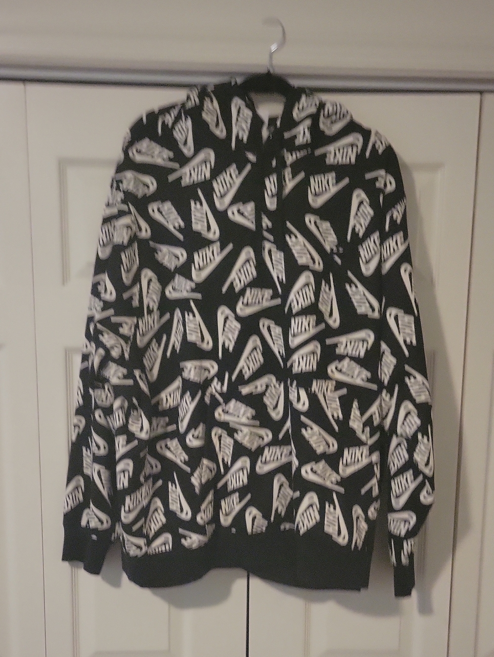 Nike Black Hoodie with White All-Over Logo Print